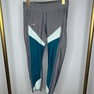 UNDER ARMOUR WOMEN'S HEATGEAR COLOR BLOCK ANKLE CROP GRAY